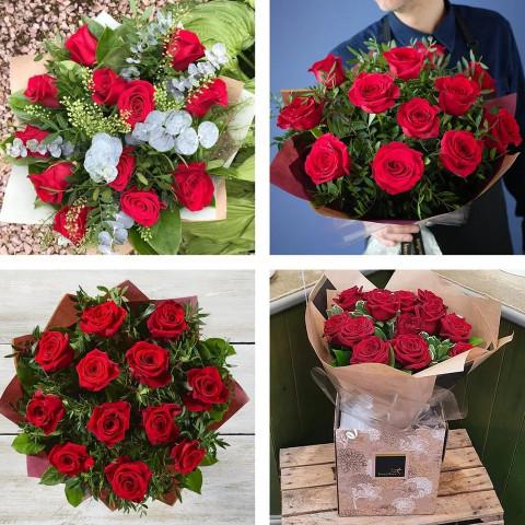 Happy Anniversary 12 Red Rose Hand-tied
